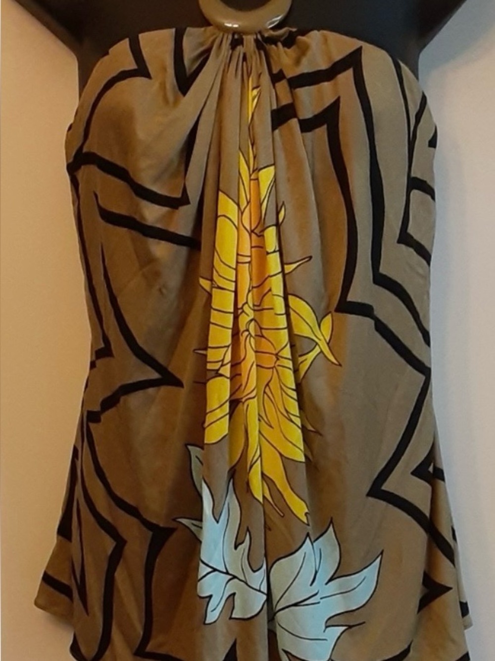 EUC Sky Olive Floral Halter Blouse